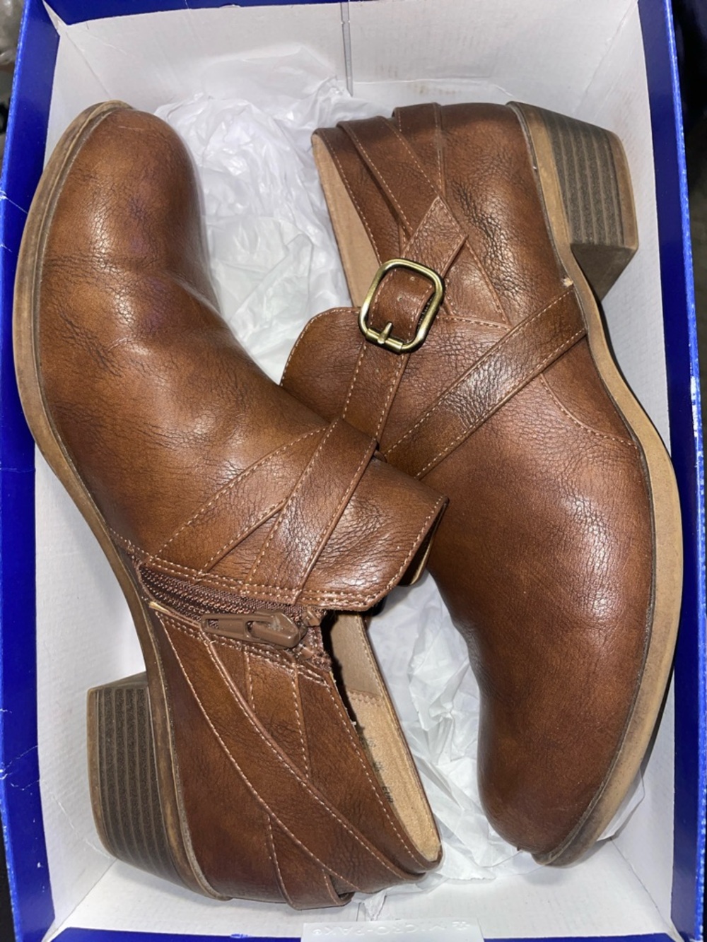 Life Stride Brown Leather Ankle Boots